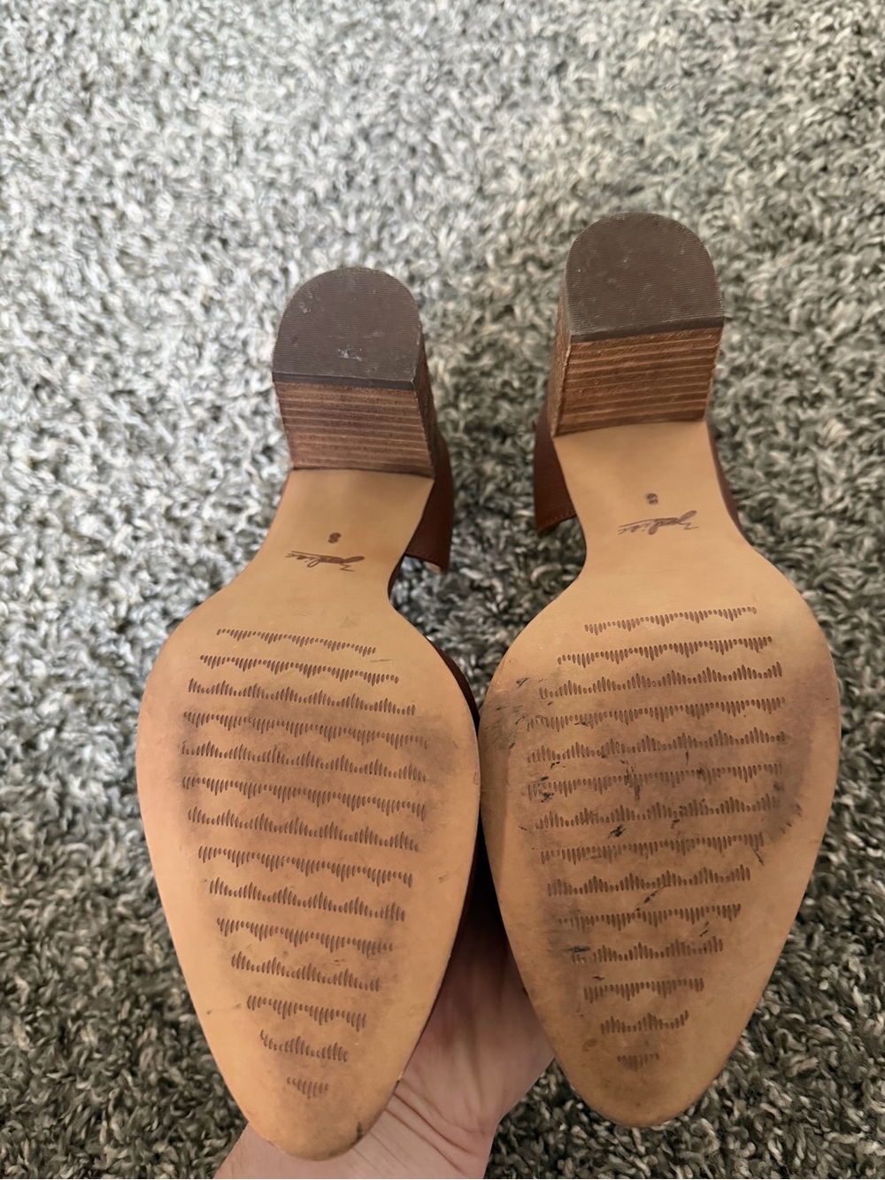 Zodiac Brown Pointed-Toe Leather Block Heel Pumps - Picture 3 of 3